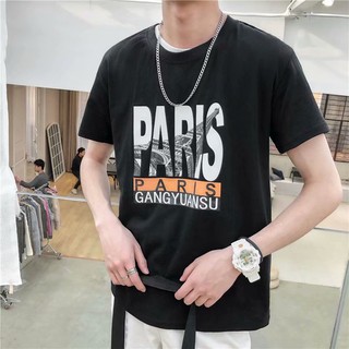 เสื้อยืดคอกลมแขนสั้น เสื้อยืดoversize เสื้อยืดผู้ชายสกีนลาย(สีดำ)