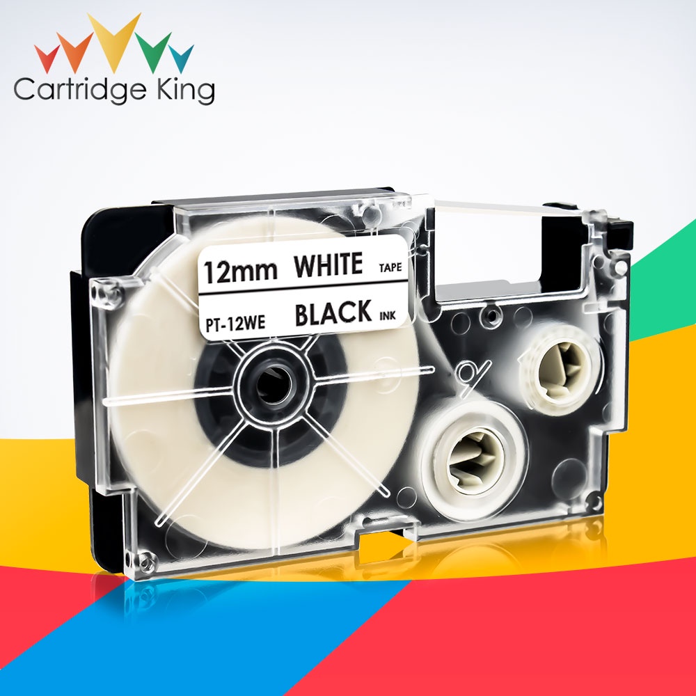 for Casio XR-12WE Labels Tapes Black on White KL-60 KL-120 KL-300 CW-L300 KL-430 KL-C500 Type 9mm*8m
