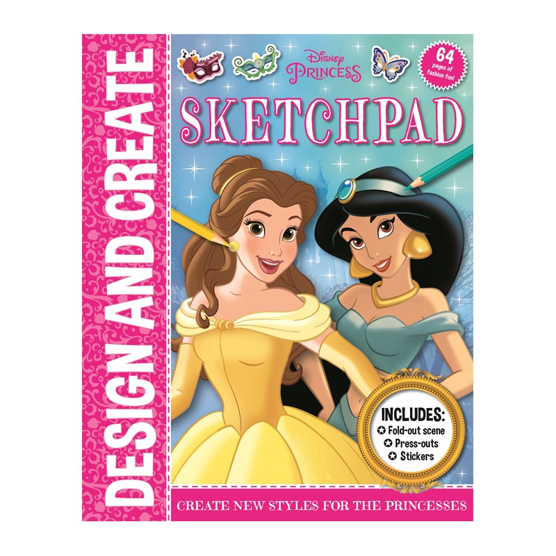 Disney Princess: Design and Create Sketchpad หนังสือกิจกรรม ภาษาอังกฤษ [K2]