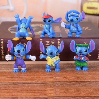 6Pcs Disney Lilo &amp; Stitch Doll 2.5-5cm Anime Decoration Collection Kawaii Toy Children Gift