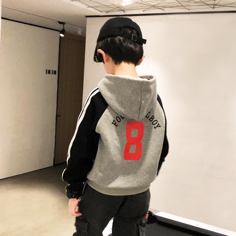 110-160 ซม.ชายเกาหลีรุ่นHoodedเสื้อกันหนาวชายหล่อเสื้อแขนยาวกลางเด็กใหญ่ฤดูใบไม้