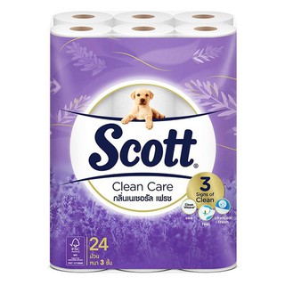 ✨นาทีทอง✨ สก็อตต์ กระดาษชำระ คลีนแคร์ กลิ่นเนเชอรัล เฟรช 24 ม้วน SCOTT CLEAN CARE TOILET TISSUE NATURAL FRESH 24 ROLLS