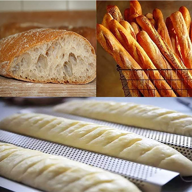 Koowaa French Bread Baking Tray Non Stick French Bread Mould Mini Baguette Baking Pan Home Bread Baking Mold Baguette Wave French Bread Bakeware 