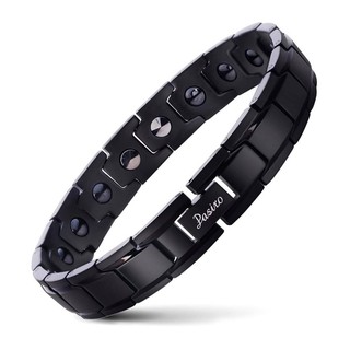 (Pre Order)Pasiro Mens Germanium Bracelet, blk.สร้อยข้อมือแม่เหล็กไททาเนียมเพื่อสุขภาพ