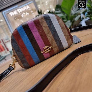 (แท้ 💯%‼ Factory) COACH C5590 MINI SERENA CROSSBODY IN SIGNATURE CANVAS WITH STRIPE PRINT