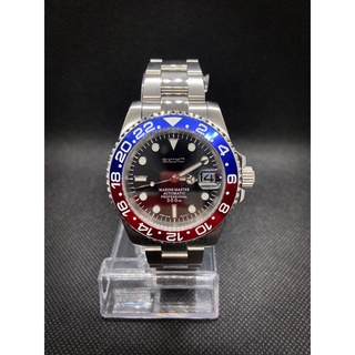 พร้อมส่ง : นาฬิกา Seiko Modify GMT Pepsi styles 41 mm. สาย Oyster หล่อ เท่ 🔵🔴