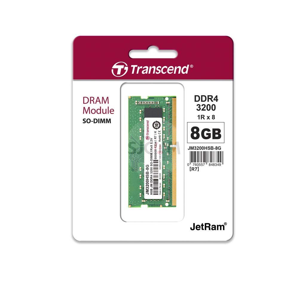 Transcend RAM-Memory DDR4-3200 SO-DIMM 8GB : Transcend - รับประกันตลอดอายุการใช้งาน - มีใบกำกับภาษี-