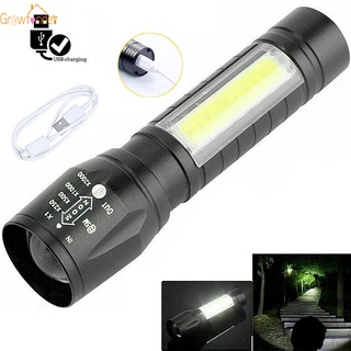 T6 ไฟฉายฉุกเฉิน COB แบบพกพา สว่างมาก 4 โหมด ชาร์จ USB