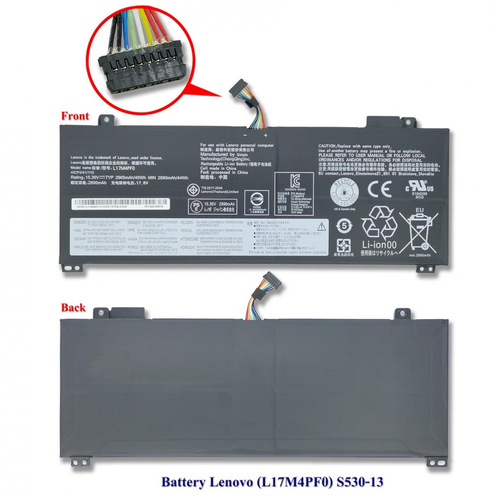 แบตเตอรี่ของแท้ LENOVO IDEAPAD S530 S530-13IML S530-13IWL Model: L17C4PF0
