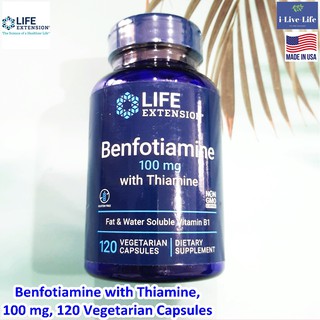 เบนโฟติเอมีน Benfotiamine with Thiamine, 100 mg, 120 Vegetarian Capsules - Life Extension