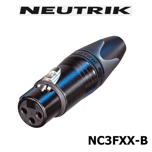 Neutrik NC3FXX-B XLR ตัวเมีย 3 pole Female connector with black metal housing and gold contacts