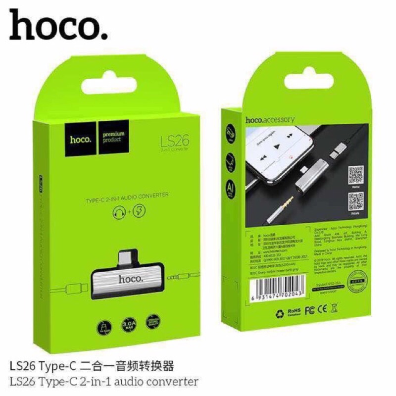 Hoco LS26 ตัวแปลง อะแดปเตอร์ TypeC 3.5 splitter ตัวแยก รูชาร์จ หูฟัง