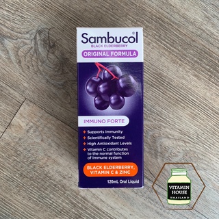 Sambucol Original Formula Vitamin C &amp; Zinc วิตามินแบล็คเอลเดอร์เบอรี่ชนิดน้ำ (120 ML.)