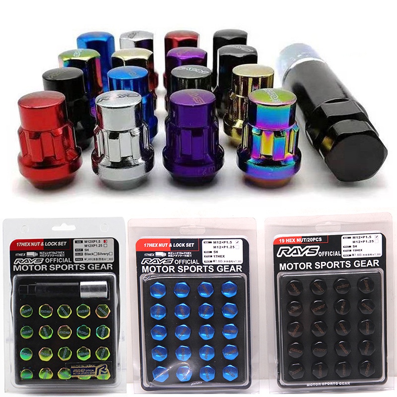 RAYS Racing น็อตล้อเหล็กสั้น M12 x P1.5/P1.25 Lug Nut และชุดล็อค Sport Rim