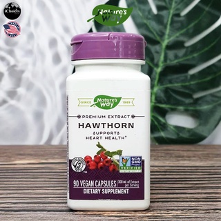 [Natures Way] Premium Extract Hawthorn 300 mg 90 Vegan Capsules สมุนไพร ฮอว์ธอร์น