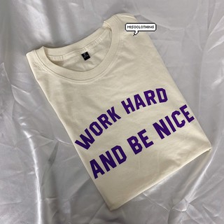 "work hard" เสื้อยืดสกรีน สวมใส่สบาย