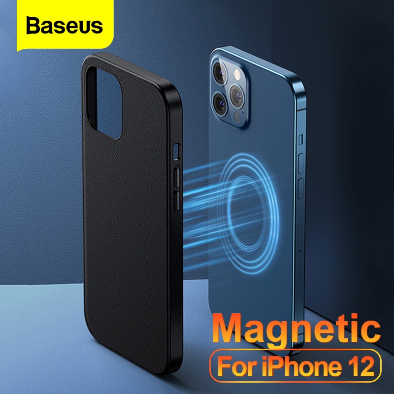 Baseus Magsafe Magnetic Phone Case For iPhone 12 Pro Max Mini Shockproof Leather Case Back Cover