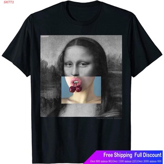 SKTT1 เสื้อยืดแขนสั้น Neo-Renaissance Creative Funny Art Mona Lisa Cherry Lips T-Shirt Sports T-shirt