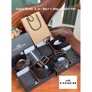 ชุดเซ็ทกระเป๋าสตางค์ Coach Boxed 2 in 1 Belt &amp; Wallet Gift Set