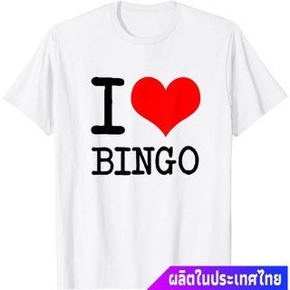 เสื้อยืดแขนสั้น คอกลม พิมพ์ลาย I love (heart) bingo Oc3j