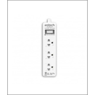 รางปลั๊กไฟ ANITECH Plug TIS 3 Socket 1 Switch 3m. H1033 3ช่องเสียบ สายไฟ 3ม.