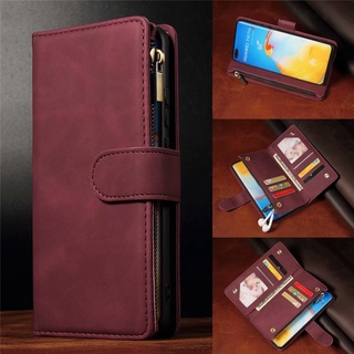 Case เคส Huawei Nova 7i 5T P40 P30 Lite Mate 30 Pro Flip Cover เคสหนัง Zipper Wallet Leather Card Pocket เคสฝาพับ เคสโทรศัพท์หนังแบบมีซิปสําหรับ HuaweiNova Nova5t Nova7i p30Pro p30lite Mate30 P40Pro Plus