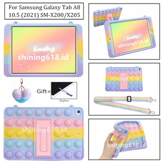 เคสแท็บเล็ต ซิลิโคนนิ่ม กันกระแทก ลายน่ารัก พร้อมขาตั้ง สําหรับ Samsung Galaxy Tab A8 10.5 2021 SM-X200 X205