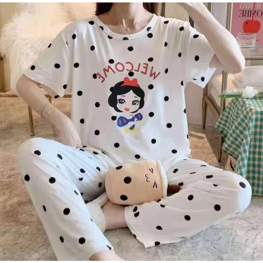 diaryชุดนอน*เสื้อยืดแขนสั้น+กางเกงขายาวขาจั๊มลายการ์ตูนน่ารัก(zud4) ราคา ถูกที่สุด ดีลบีเคเค แกลเลอรีภาพที่ 2