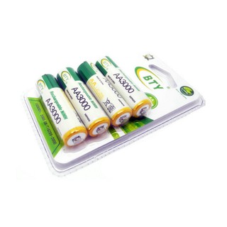 BTY ถ่านชาร์จ AA 3000 mAh NIMH Rechargeable Battery แพค4 ก้อน