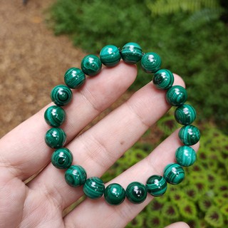 " แถมฟรีใบเซอร์ "กำไลลูกปัดหินมาลาไคท์ (Malachite) เกรดพรีเมี่ยม ลายหินธรรมชาติเป็นรูปดวงตาสวรรค์ ขนาด 9 มิล หินแท้