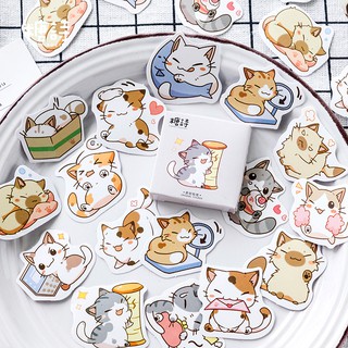 45 ชิ้น/ถุงสติกเกอร์แมวการ์ตูนน่ารัก Animal Diary Journal เครื่องเขียน Flakes Scrapbooking DIY สติกเกอร์ตกแต่ง