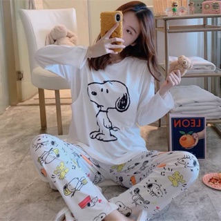 พรีออเดอร์🌈Snoopy ชุดนอน เสื้อแขนยาว กางเกงขายาว