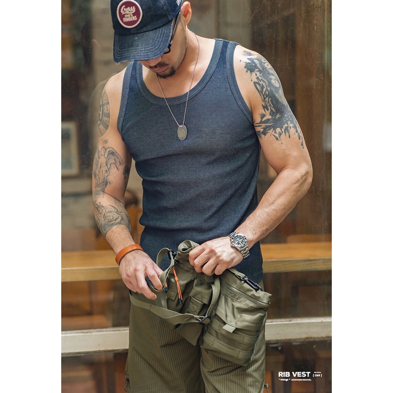 Retro เครื่องมือสไตล์ 2025 ฤดูร้อนใหม่ Tough Guy Men Home สีทึบ Slim Fit เสื้อกั๊กผ้าฝ้ายแขนกุดเสื้อยืดกีฬาฟิตเนสเด็กกลางแจ้งชุดชั้นใน Bottoming เสื้อ — صورة 3