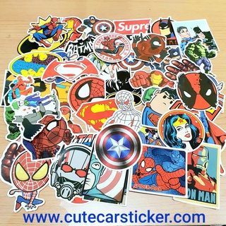 สติ๊กเกอร์ ซุปเปอร์ฮีโร่ (ชุด1) Superhero Avengers ติดแน่น กันน้ำ (50 ชิ้น) อเวนเจอร์ กัปตันอเมริกา แบทแมน ซุปเปอร์แม...