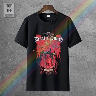 เสื้อยืดผู้ 【Sportwear】เสื้อยืดแขนสั้น ผ้าฝ้าย 100% พิมพ์ลาย Five Finger Death Punch Saation สีดํา สําหรับผู้ใหญ่ LHZY S