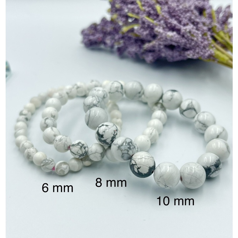 Natural Howlite Bracelet Round Beaded 6 mm 8 mm 10 mm