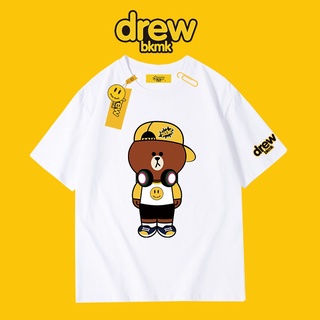 เสื้อยืดโอเวอร์ไซส์Dre w smiley face เสื้อยืดลําลอง แขนสั้น พิมพ์ลาย Bieber แฟชั่นฤดูร้อน สําหรับผู้ชาย และผู้หญิง 202 S