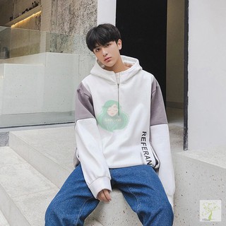 เสื้อแจ็คเก็ตผู้ชาย JK016 ใส่สบาย เสื้อกันหนาวแขนยาวมีฮู้ด Brown.White M-XXL