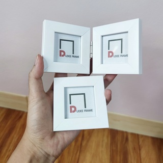 กรอบรูป กรอบคู่ 2x2 นิ้ว กรอบเดี่ยว 2x2 กรอบรูปมินิ สีขาว หน้าเรียบ กระจกแท้ 100% กรอบรูปจิ๋ว กรอบรูปของขวัญน่ารัก