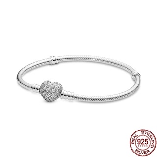 [พร้อมส่ง สินค้าแท้ 💯 ] สร้อยข้อมือแพนโดร่าหัวใจเพชร PANDORA BRACELET Pave HEART CLASP SNAKE