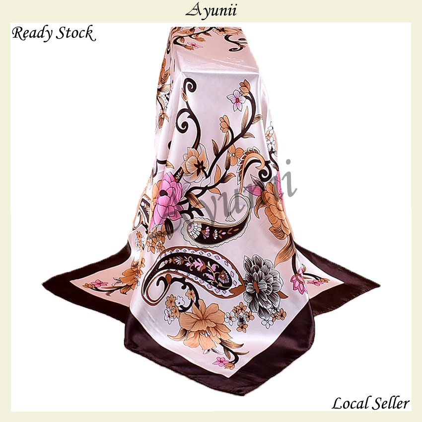 Ayunii Tudung Hijab Bawal Satin Scarf 90cm x 90cm (P360, P361)