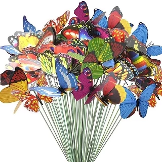 ผีเสื้อ ตกแต่งสวนจัดสวน 🦋ก้านยาว 25 cm. 50 ชิ้น