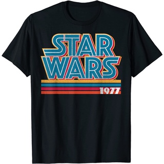 ROUND คอลูกเรือเสื้อยืด พิมพ์ลายกราฟิกโลโก้ Star Wars 1977 สไตล์เรโทร-4XL