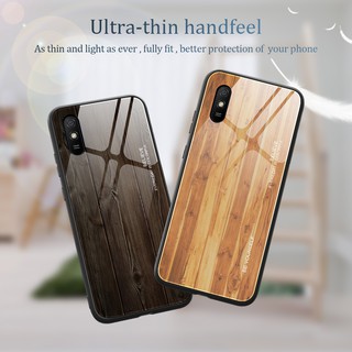 เคส Redmi 9 9A⭐เมล็ดไม้ เปลือกกระจกนิรภัย⭐8 8A 7 7A 6Pro K30Pro K30 K20Pro K20 9T 9TPro PhoneCase Xiaomi⭐Wood Texture Tempered Glass Case⭐Mi