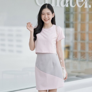 Cutie Two-Tone : กระโปรง (สีเทาอ่อน/ชมพู)