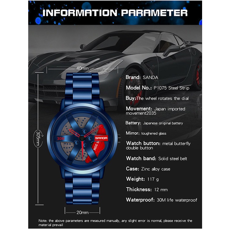 ซานดา ล้อขอบฮับนาฬิกาผู้ชายนาฬิกาหมุนหมุนหมุนนาฬิกาควอตซ์ - รูปที่ 7