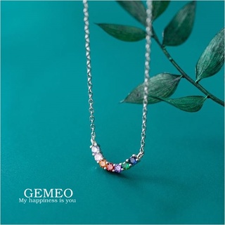 s925 Gemeo necklace สร้อยคอเงินแท้ ประดับคริสตัล 7 สี