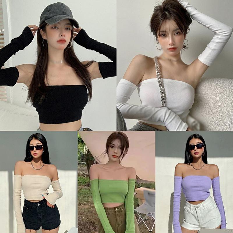 เสื้อครอปท็อป แขนยาว สําหรับผู้หญิง