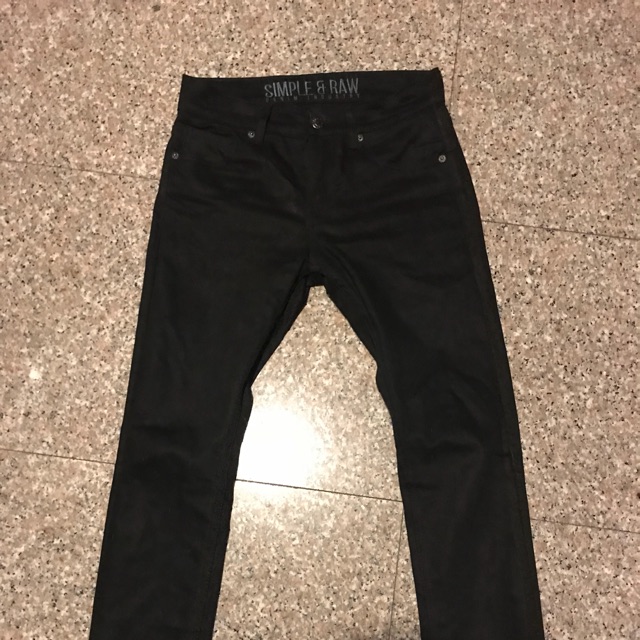 กางเกงยีนส์สีดำ simple and raw เอว 28-30
