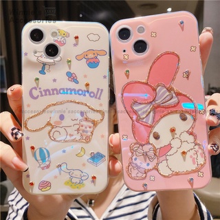 My Melody Cinnamoroll เคส iPhone 13 12 Case สำหรับ iPhone 11 Pro Max X XS Max XR 7 8 Plus Soft Rhinestones Casing Cover